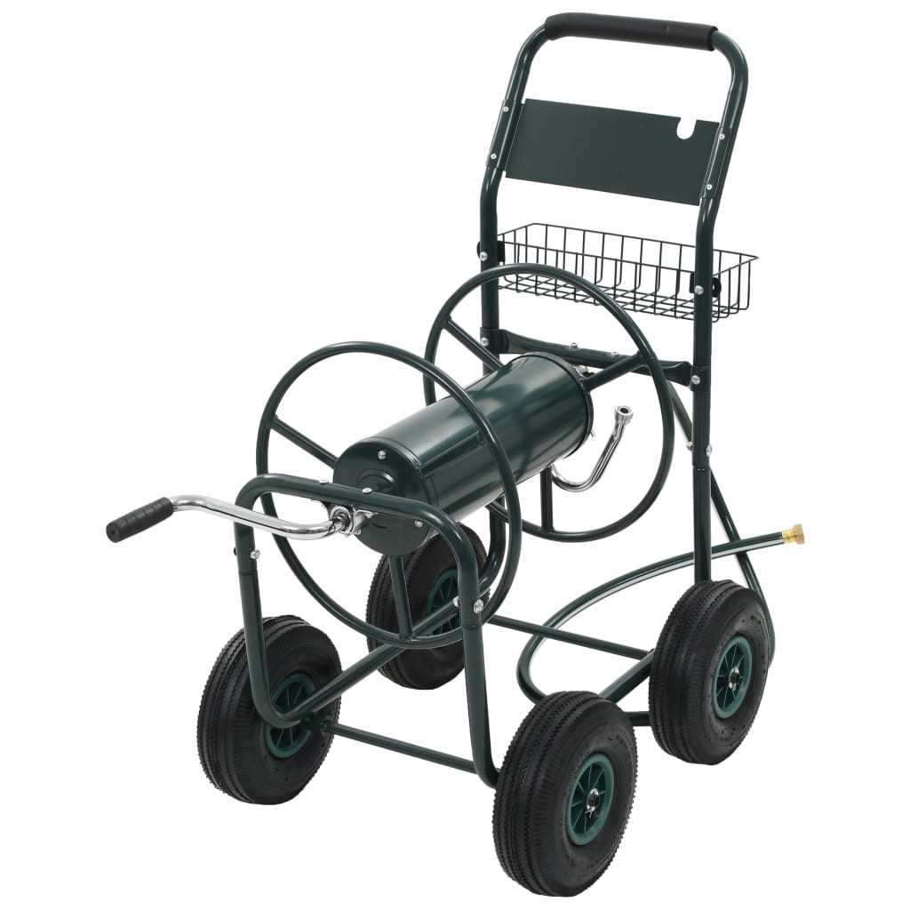 Garden Hose Trolley with 1/2" Hose Connector 246.1' Steel Doba Green